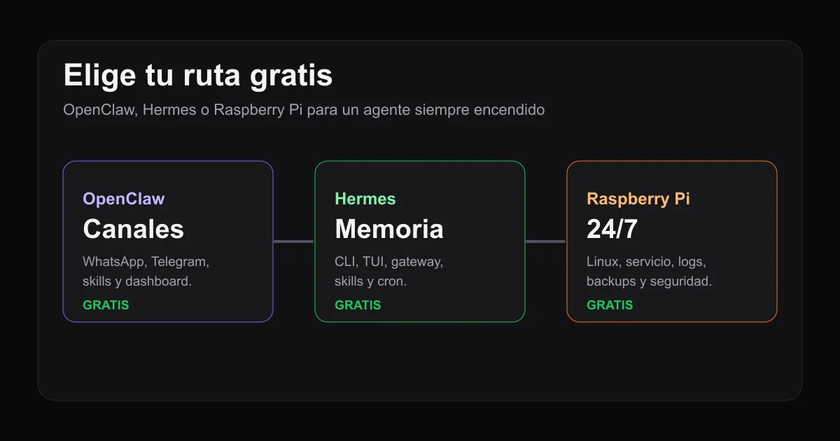 Grafico de infraestructura local para correr agentes en Raspberry Pi, mini servidor o VPS