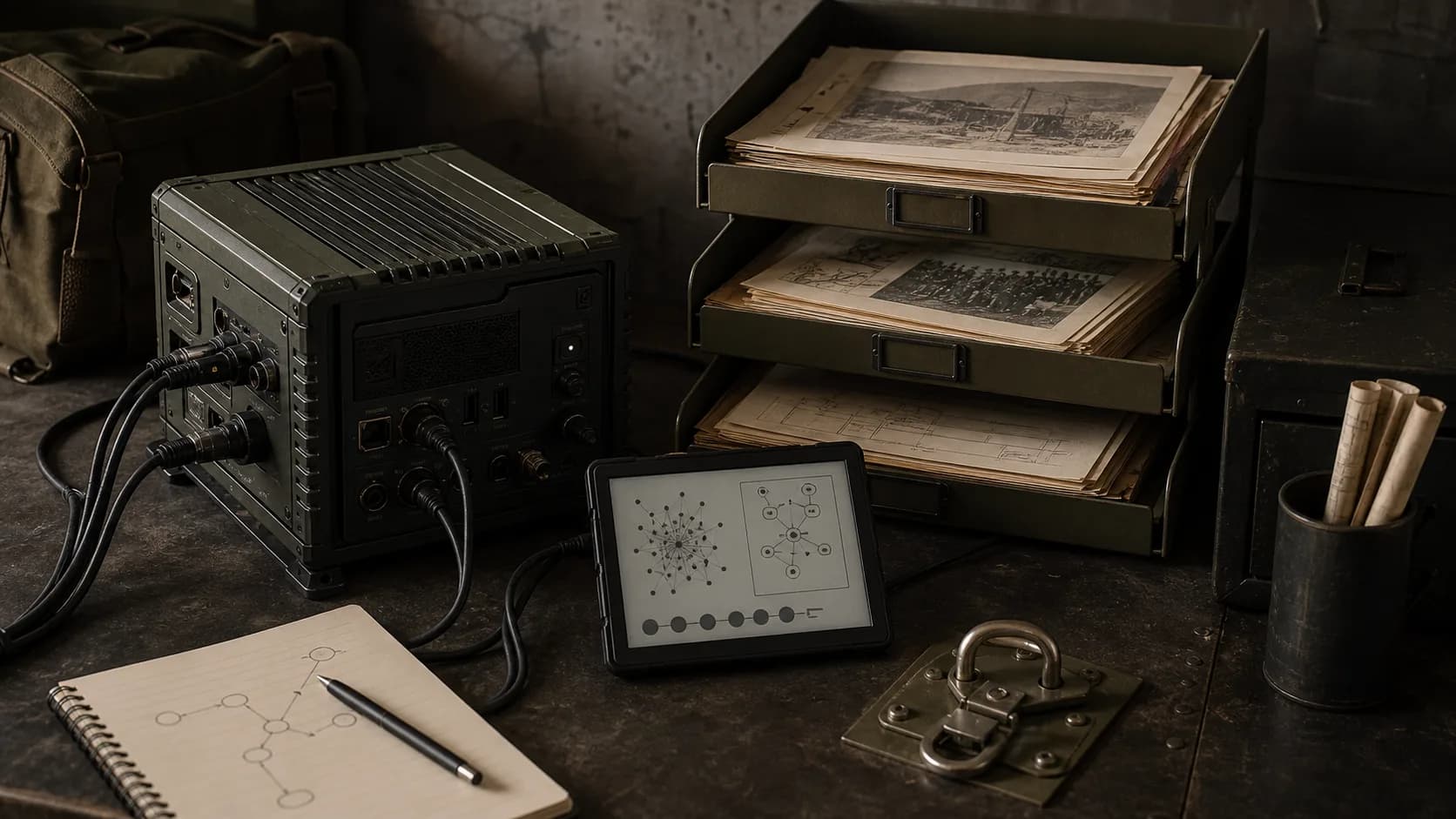 Dispositivo edge conectado a bandejas de documentos y un display abstracto para representar recuperación y herramientas locales