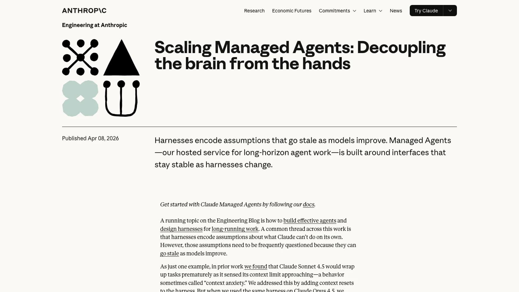Articulo oficial de Anthropic sobre la arquitectura de Managed Agents