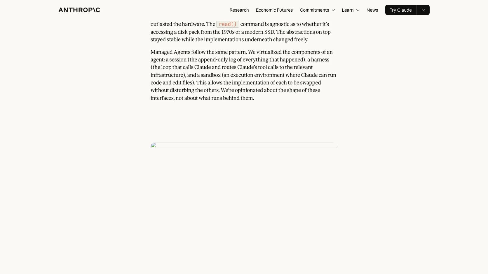 Articulo oficial sobre Managed Agents con foco en la arquitectura del runtime