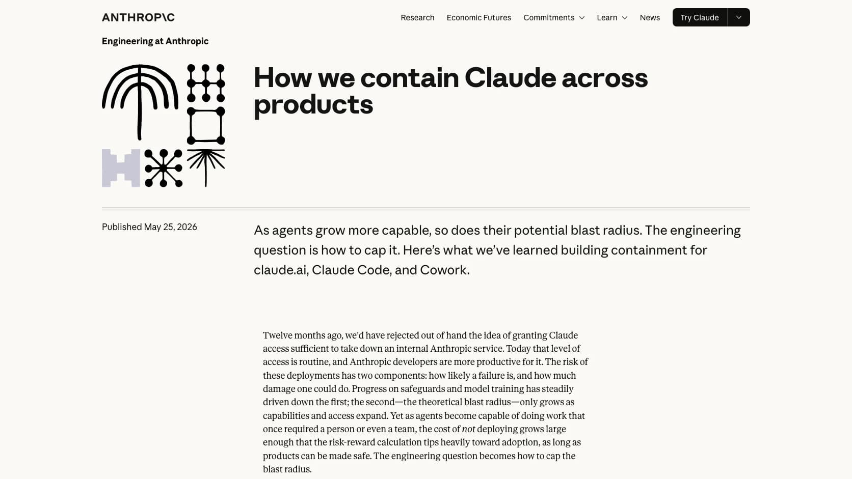 Articulo oficial de Anthropic sobre contencion de Claude en distintos productos