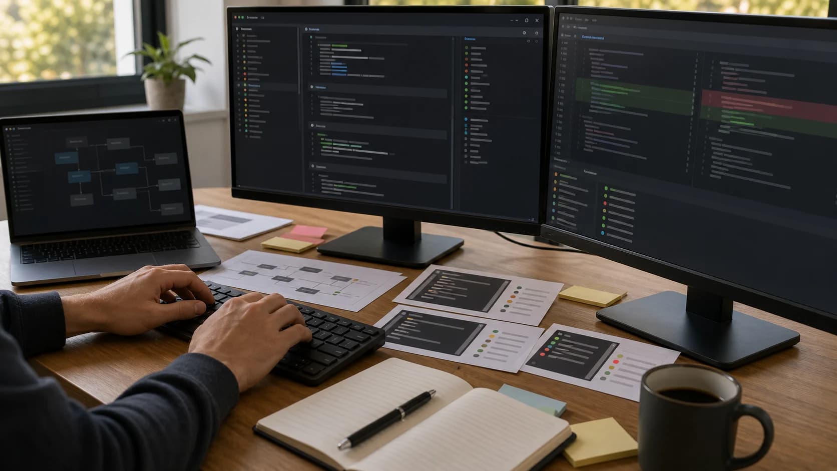 Estacion de desarrollo con trazas abstractas de un agente de coding