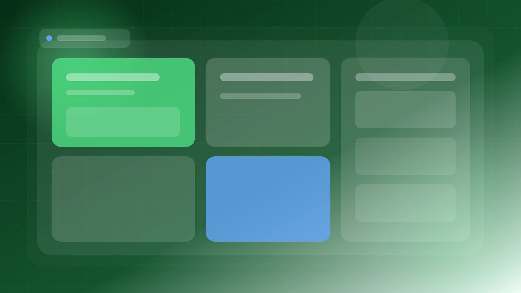 Composición abstracta de bloques que representa la comparativa de plataformas visuales, híbridas y de código
