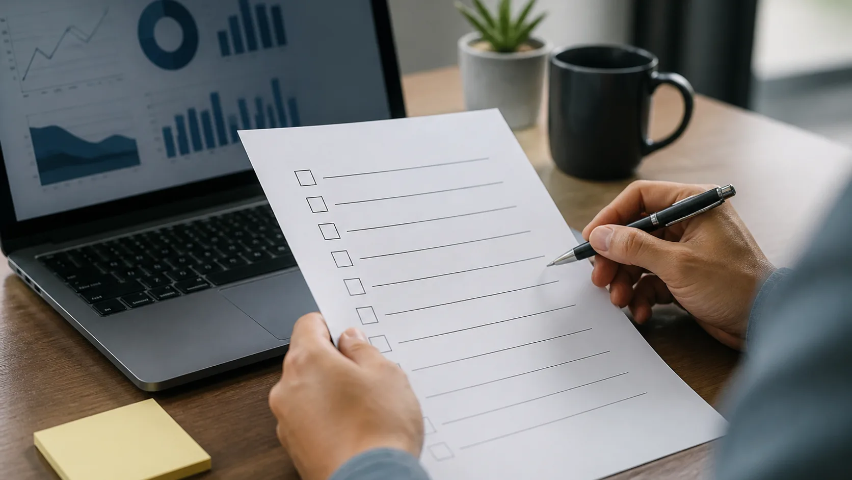 Revisión de checklist y métricas abstractas antes de elegir hosting