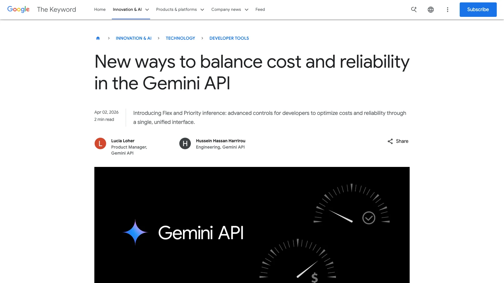 Anuncio oficial de Google sobre los tiers Flex y Priority para Gemini API
