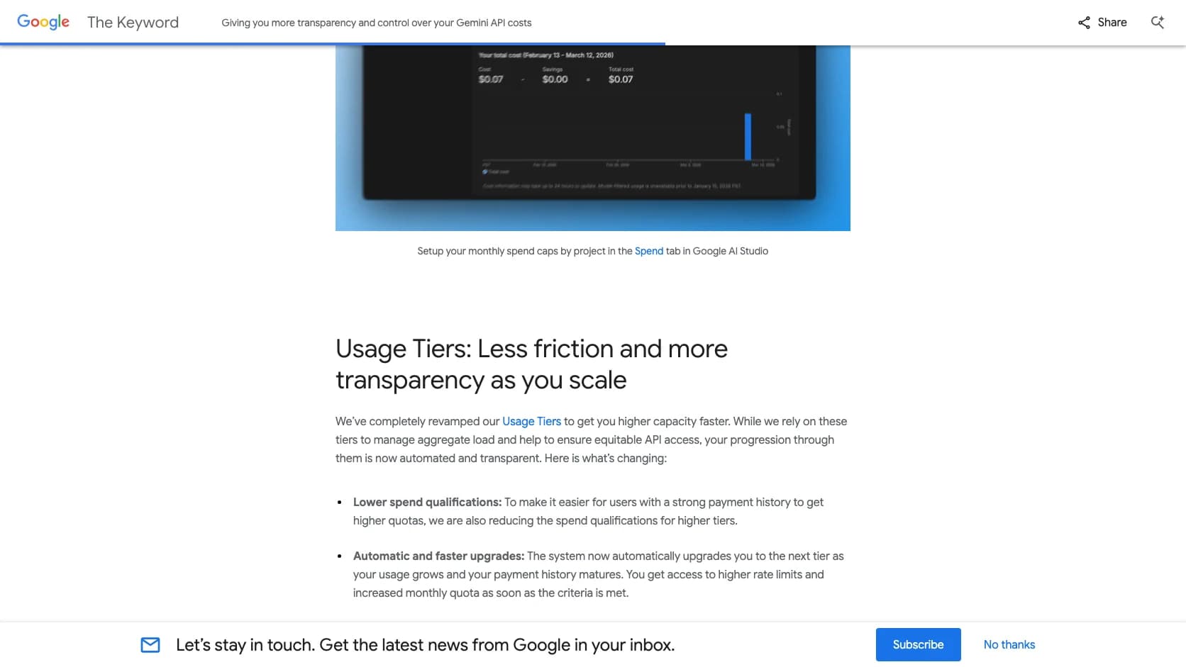 Panel oficial de Google para spend caps y control de costos en Gemini API