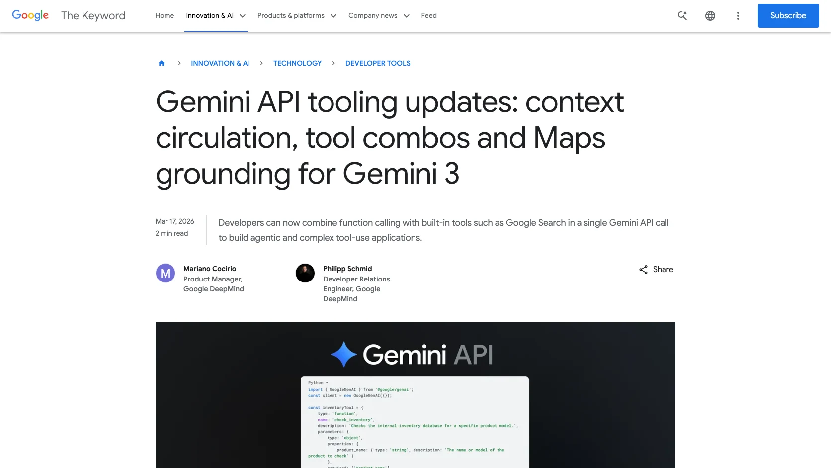 Actualizacion oficial de Gemini API sobre tools, contexto circulante y grounding para agentes