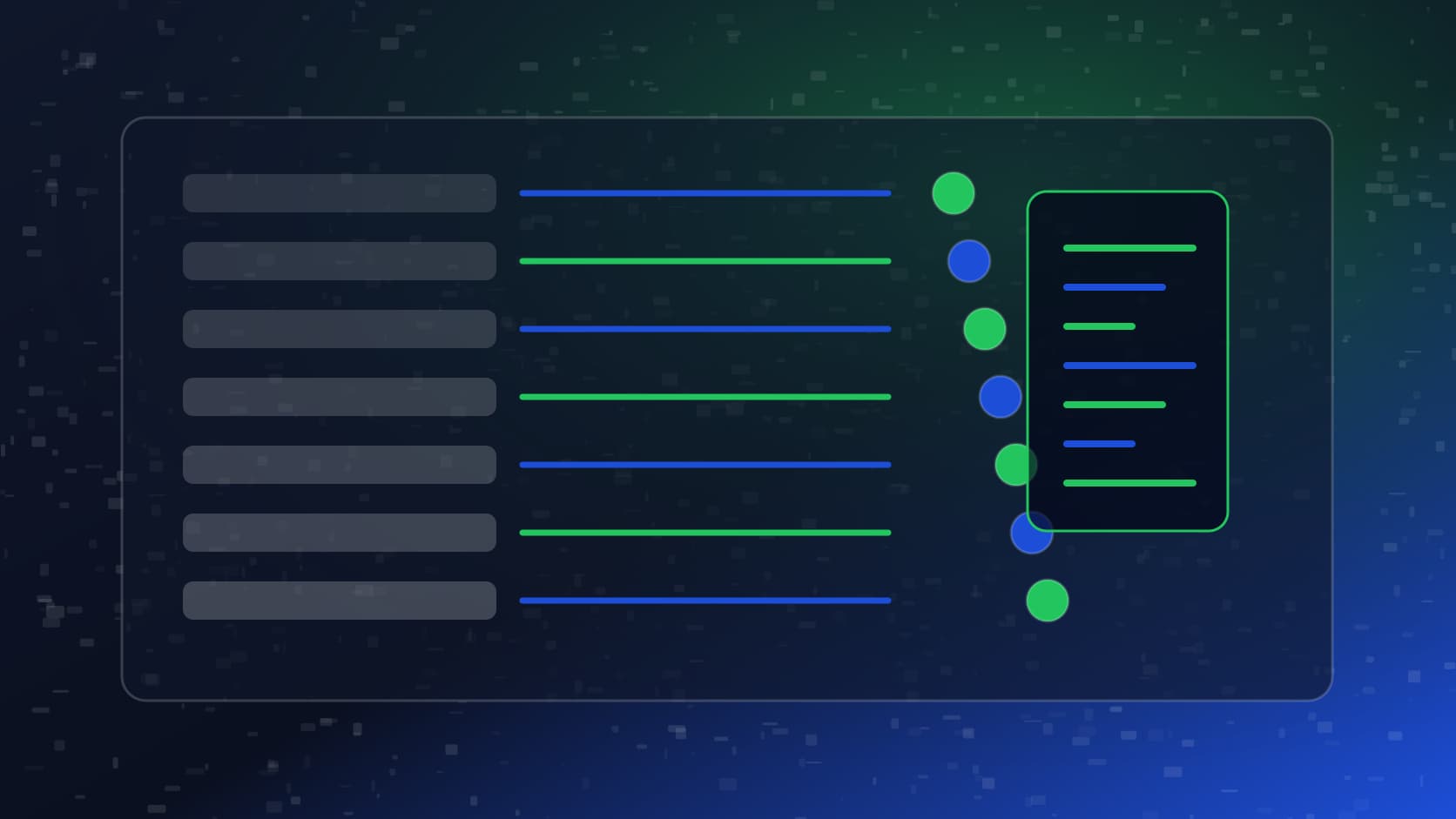 Panel editorial de observabilidad con flujos de sesiones de Copilot, tool calls y eventos hacia un SIEM