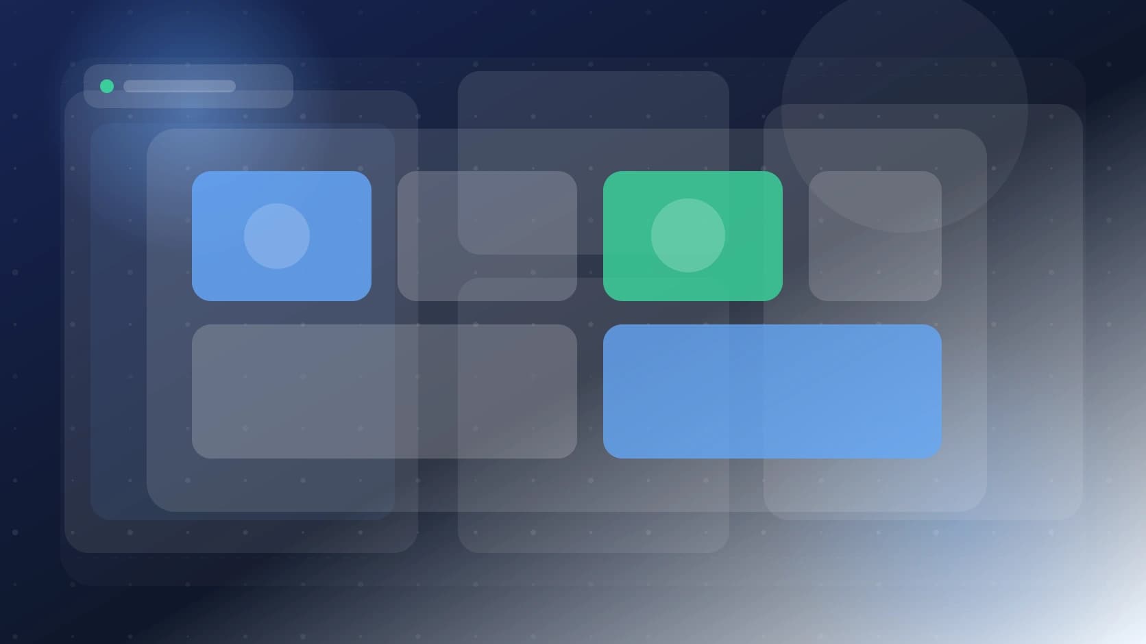 Interfaz editorial con un agente generando widgets portables desde un catálogo de componentes