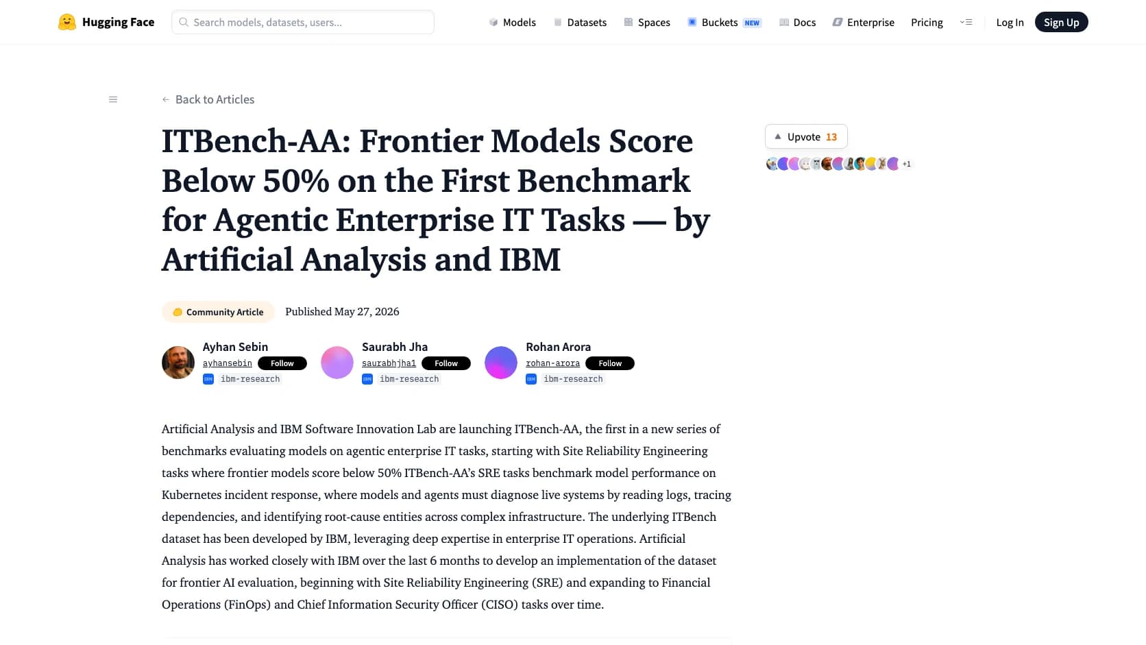 Lanzamiento oficial de ITBench-AA para evaluar agentes en tareas SRE sobre Kubernetes