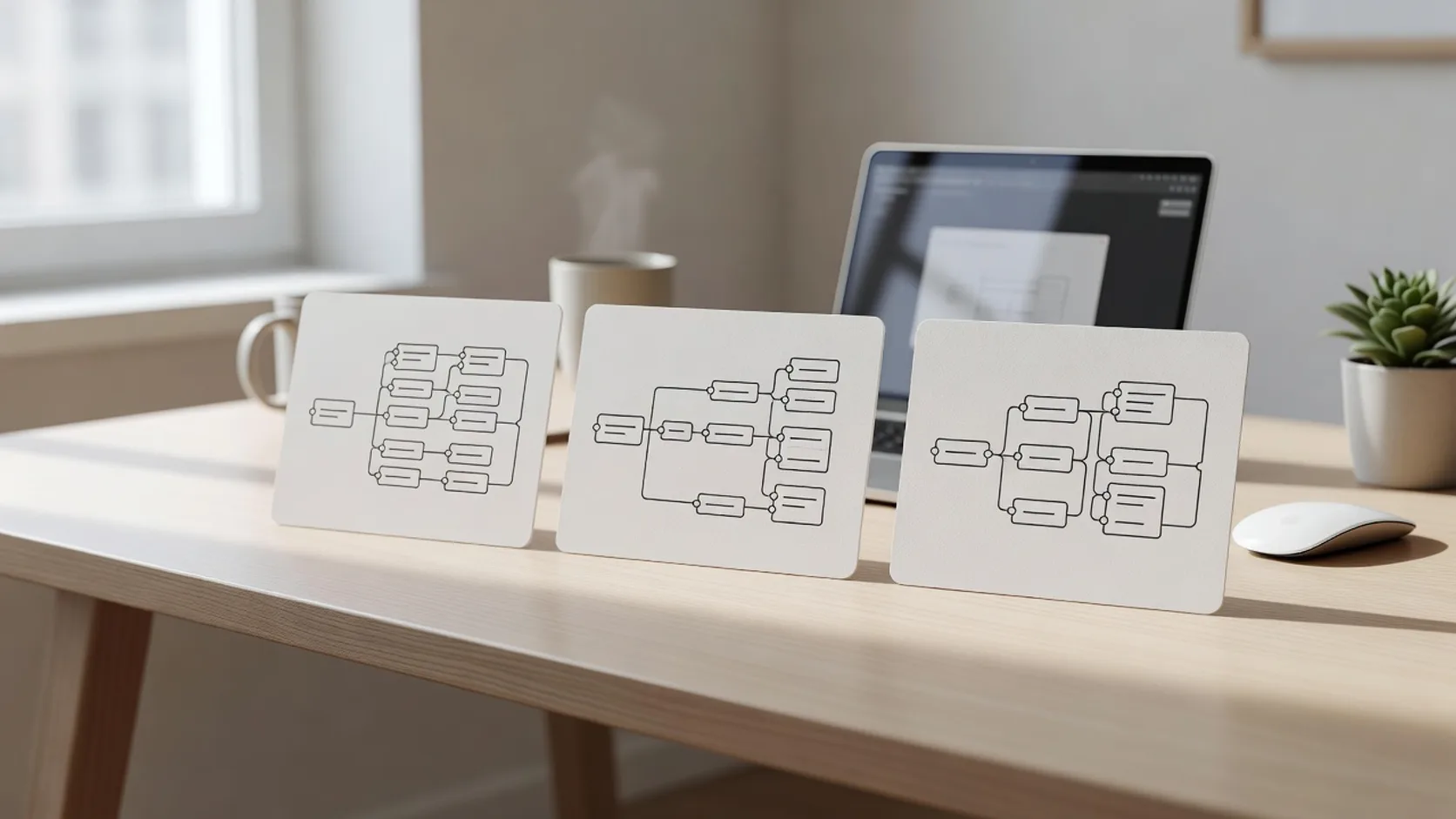 Tres plataformas de automatización visuales comparadas sobre un escritorio con flujos de nodos y agentes