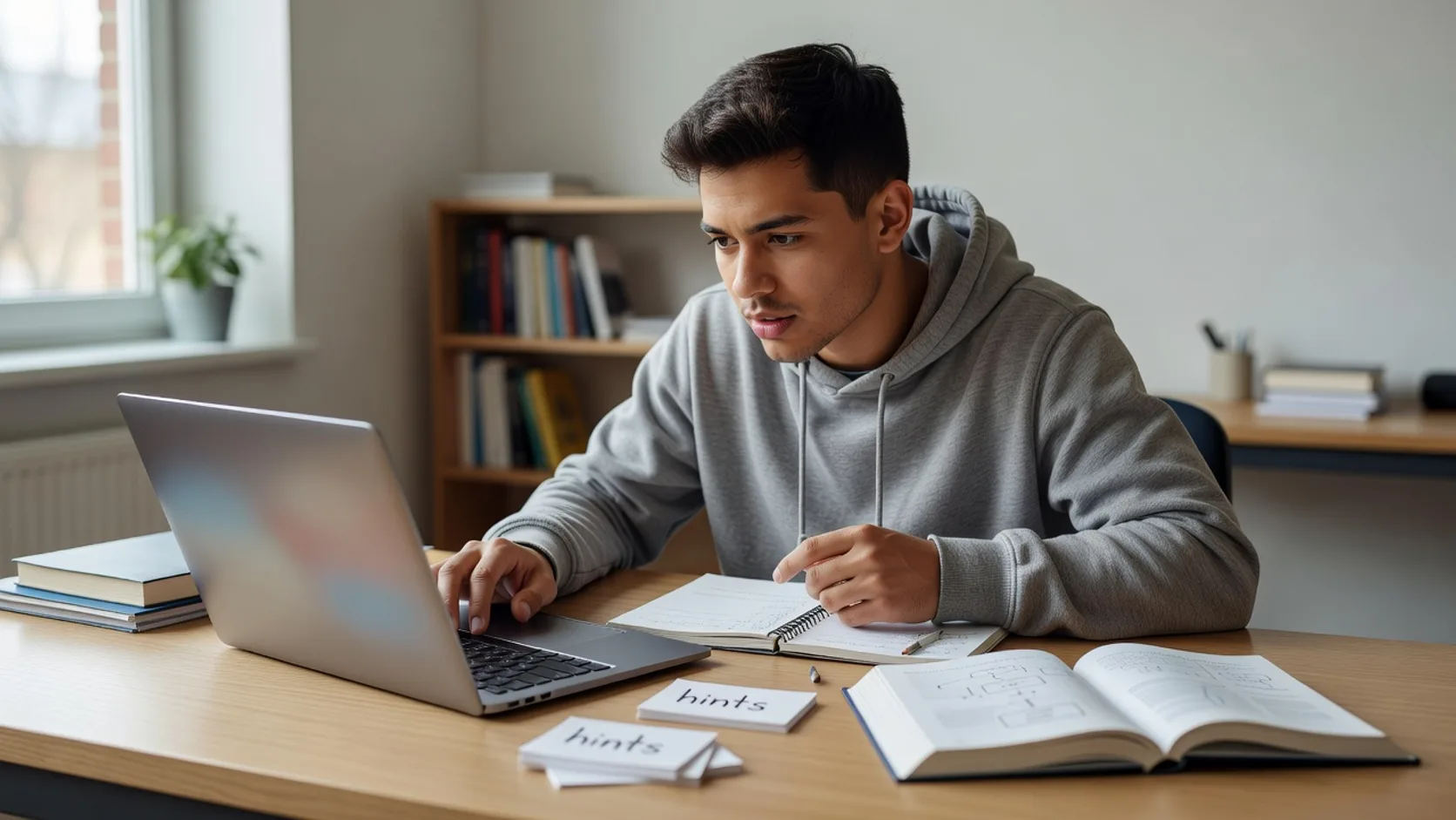 Estudiante frente a un editor de código con explicaciones, pistas y ejercicios guiados