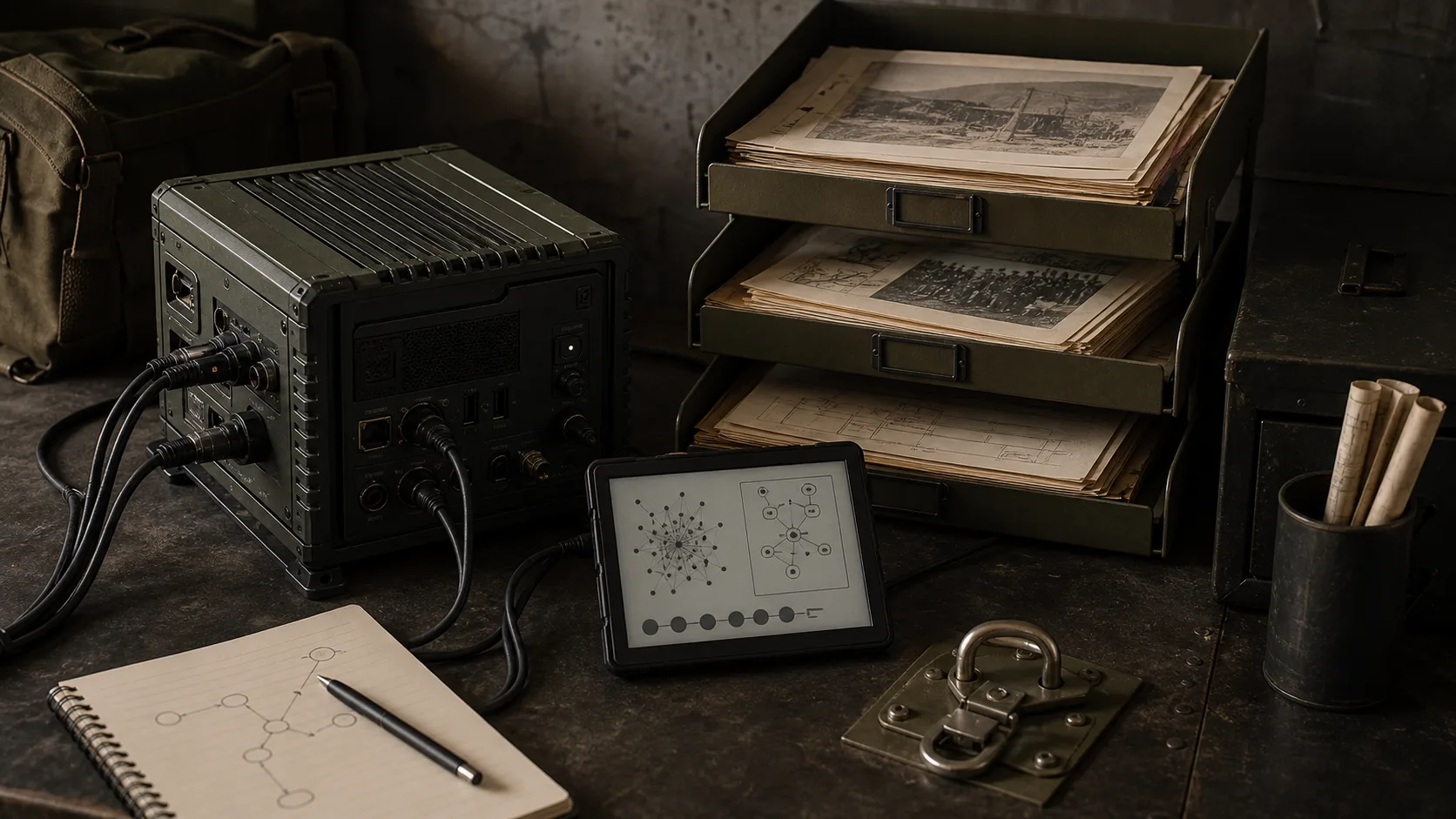 Dispositivo edge conectado a bandejas de documentos y un display abstracto para representar recuperación y herramientas locales