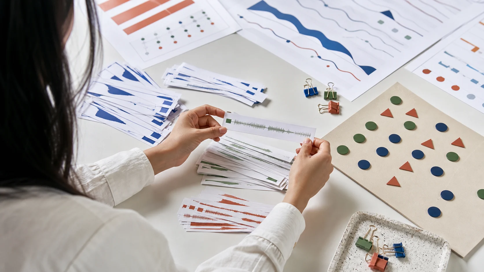 Una mesa de evaluación separa trazas de producción, ejemplos anonimizados y casos de prueba antes de enviar feedback al modelo